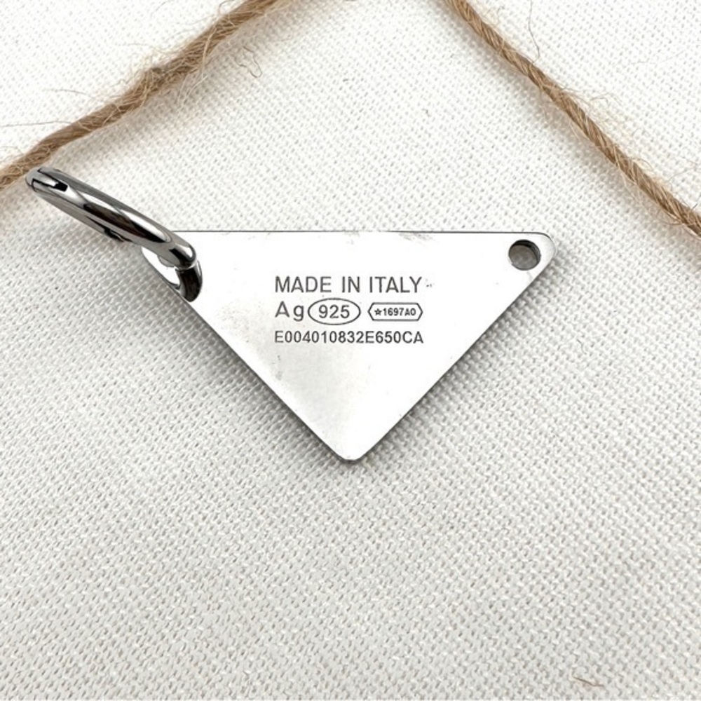 AUTHENTIC Black Prada charm with unbranded sterling silver necklace. - Picture 4 of 8